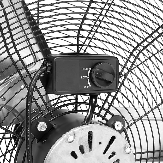 30" 300W High-Velocity Heavy-Duty Industrial Drum Fan for Cooling, Metal Housing, UL-Certified Safety Compliance, 2 Speeds