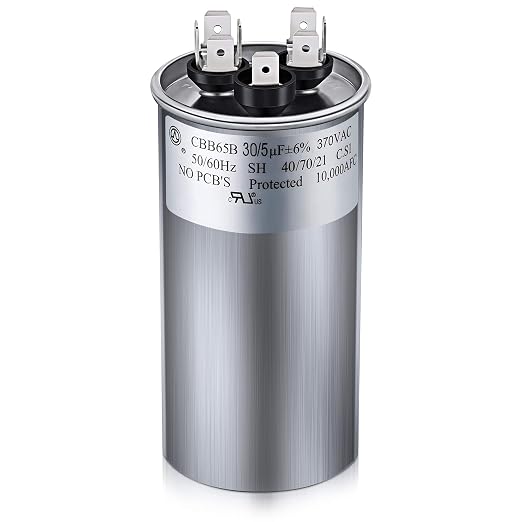 30/5 MFD uF 370/440V CBB65 Dual Run Round Capacitor for AC Motor, HVAC Capacitor, Air Conditioner Replacement