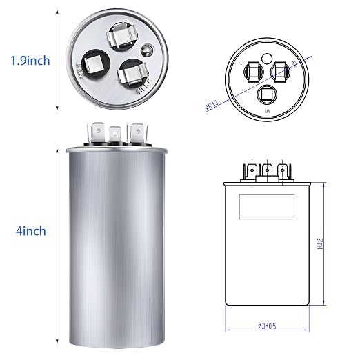 30/5 MFD uF 370/440V CBB65 Dual Run Round Capacitor for AC Motor, HVAC Capacitor, Air Conditioner Replacement, alternate view