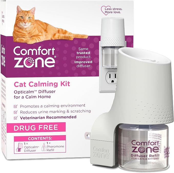 30 Day Starter Kit: 1 Cat Calming Diffuser & 1 Refill; Cat Pheromones Help Anxiety; Reduce Stress, Urine Marking, Scratching