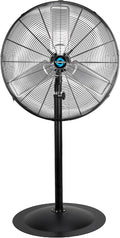 30 Inch Commercial Industrial 3 Aluminum Blade Stationary Pedestal Oscillating Fan, High Velocity 8500 CFM, UL Safety Listed