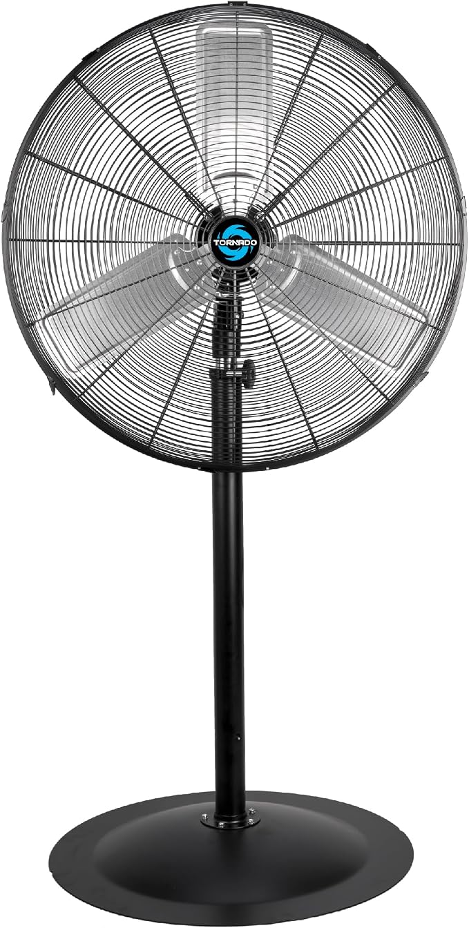 30 Inch Commercial Industrial 3 Aluminum Blade Stationary Pedestal Oscillating Fan, High Velocity 8500 CFM, UL Safety Listed
