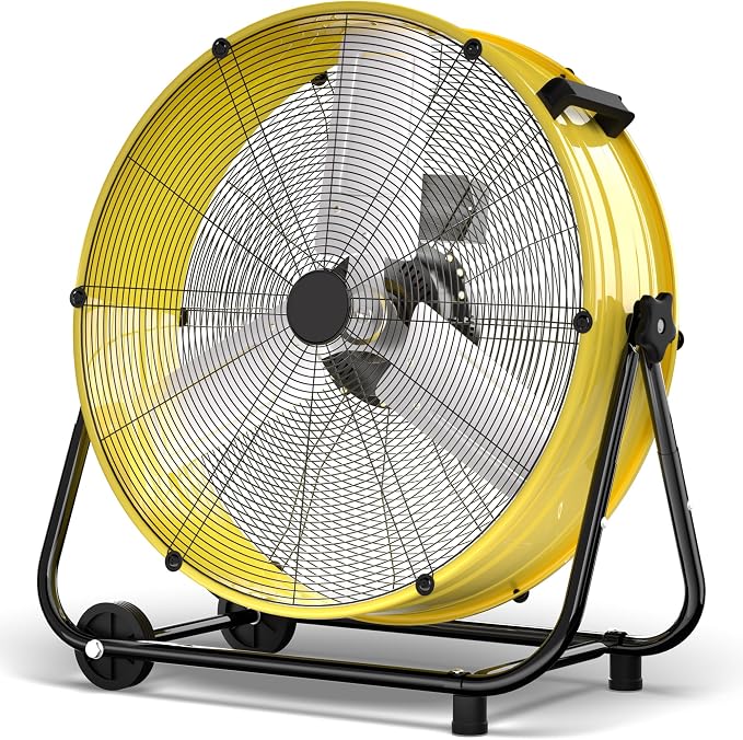 30 Inch High Velocity Floor Fan, 14000CFM Heavy Duty Industrial Drum Fan with 3 Speeds, 360° Tilt Metal Garage Fan with