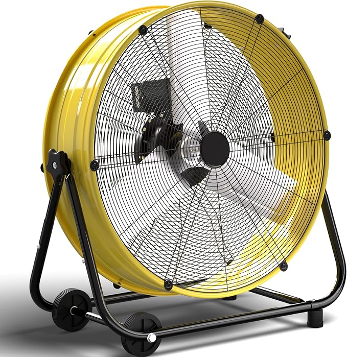 30 Inch Industrial Drum Fan, 14000 CFM High Velocity Floor Fan, Heavy Duty, 3-Speed, 360° Fully Adjustable Tilt, Portable
