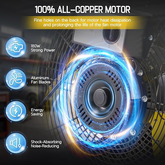 30 Inch Industrial Floor Fan, High Velocity 3-Speed Drum Fan with Wheels, Heavy Duty Metal Shop Fan for Warehouse, Workshop