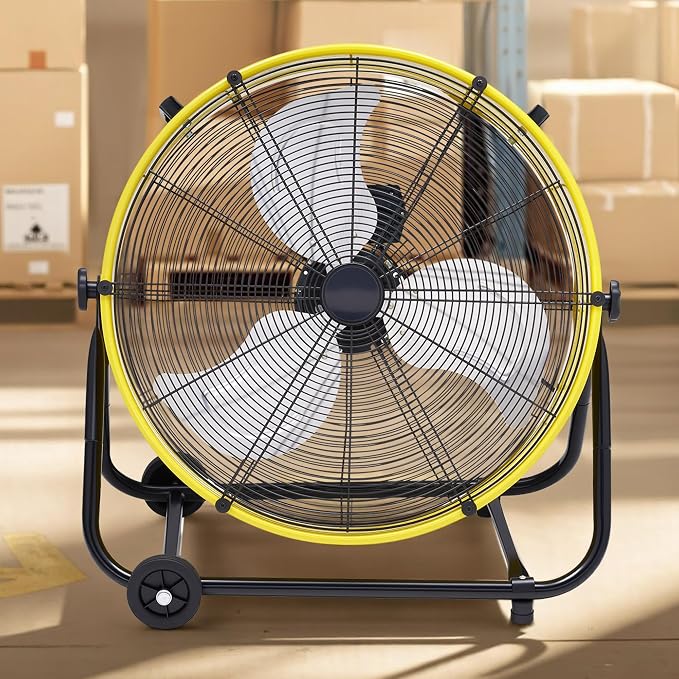 30 Inch Industrial Floor Fan, High Velocity 3-Speed Drum Fan with Wheels, Heavy Duty Metal Shop Fan for Warehouse, Workshop