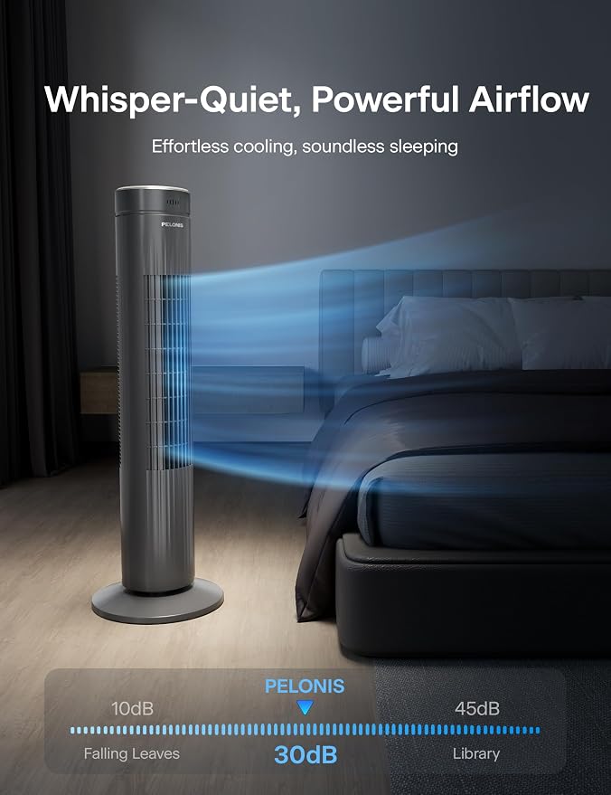 30-Inch Oscillating Tower Fan for Bedroom – 3 Speed, 37dB Quiet Tower Fan with Remote Control and 7-Hour Timer – ETL