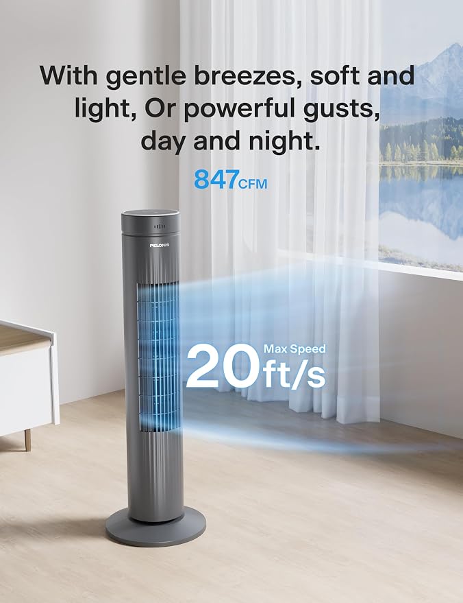 30-Inch Oscillating Tower Fan for Bedroom – 3 Speed, 37dB Quiet Tower Fan with Remote Control and 7-Hour Timer – ETL