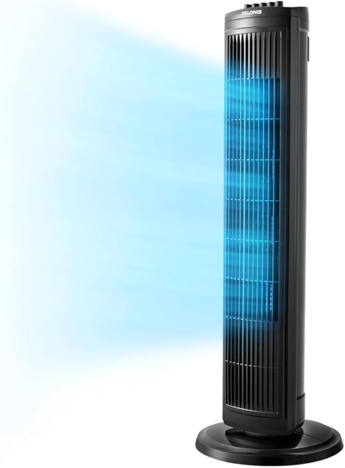 30 Inch Oscillating Tower Fan with 3 Speed Settings and Auto-off Timer, Standing Fan PFT28A2BBB, Black, medium 30 Inch Black