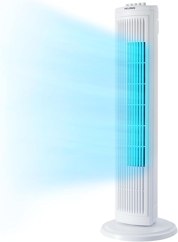 30 Inch Oscillating Tower Fan with 3 Speed Settings and Auto-off Timer, Standing Fan PFT28A2BWW, White, product image