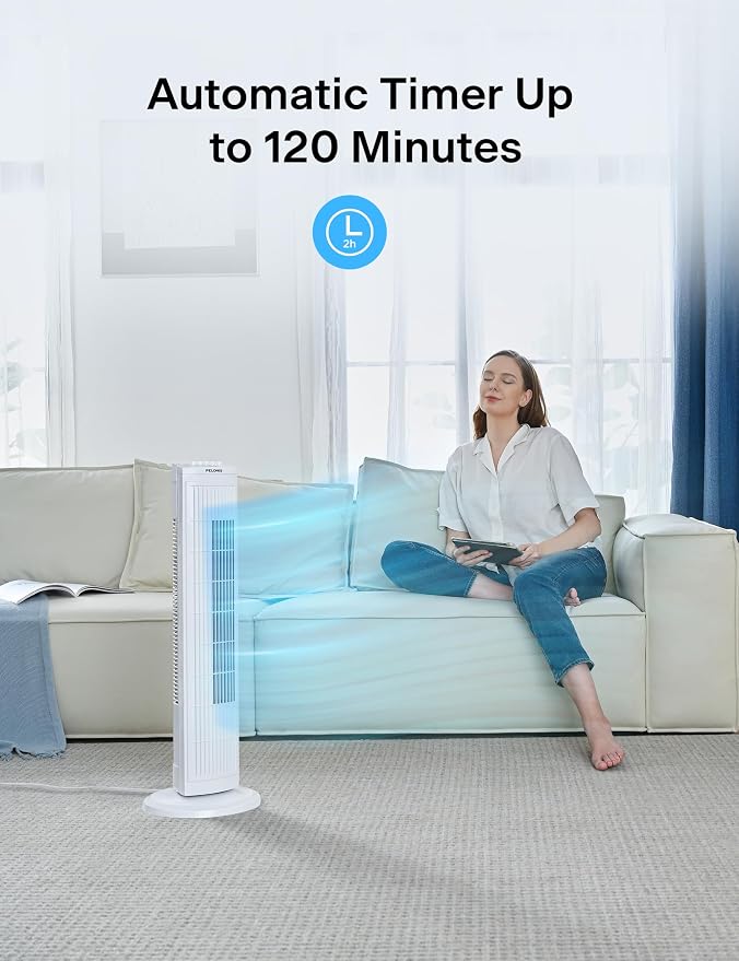 30 Inch Oscillating Tower Fan with 3 Speed Settings and Auto-off Timer, Standing Fan PFT28A2BWW, White, alternate product