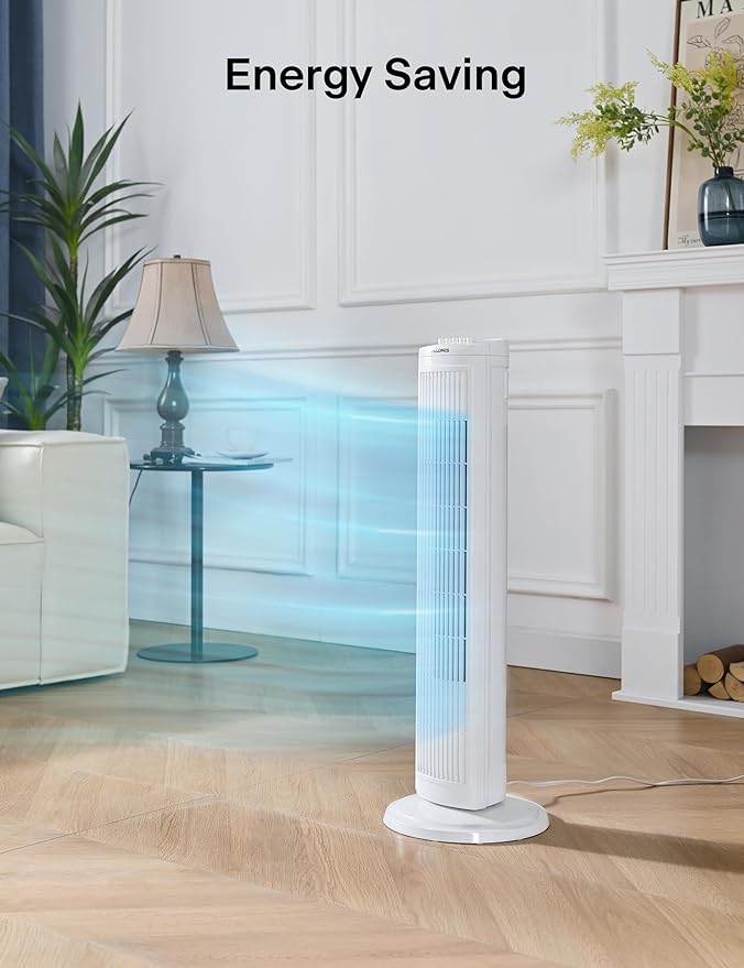 30 Inch Oscillating Tower Fan with 3 Speed Settings and Auto-off Timer, Standing Fan PFT28A2BWW, White, alternate product