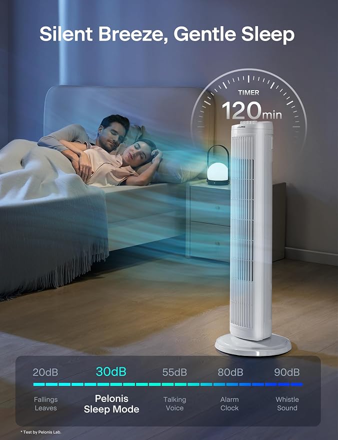 30 Inch Oscillating Tower Fan with 3 Speed Settings and Auto-off Timer, Standing Fan PFT28A2BWW, White, alternate product