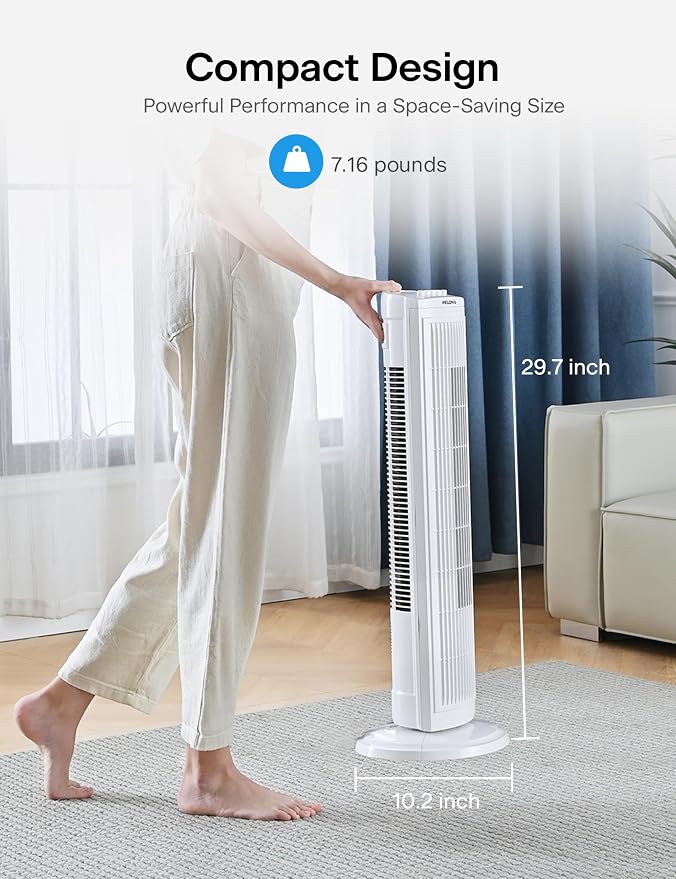 30 Inch Oscillating Tower Fan with 3 Speed Settings and Auto-off Timer, Standing Fan PFT28A2BWW, White, alternate product