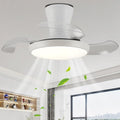 30 Inch Retractable Fandelier Ceiling Fan with Light and Remote, White Chandelier Ceiling Fan with Dimmable Light, 6-Speed