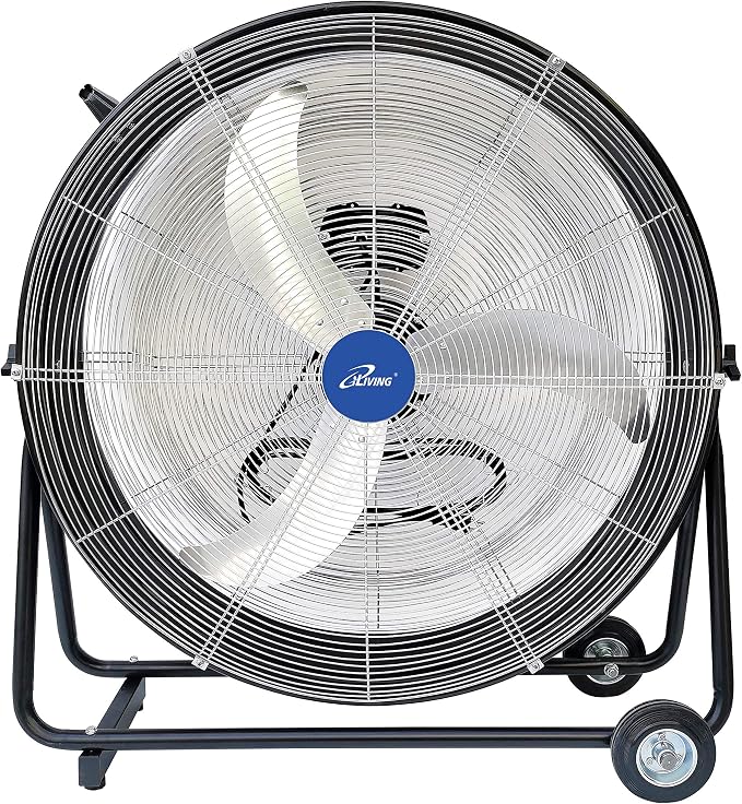 30 Inches High Velocity Drum Fan Industrial, Commercial, Air Circulator for Garage, Shop, Patio, Barn, Greenhouse, Speed