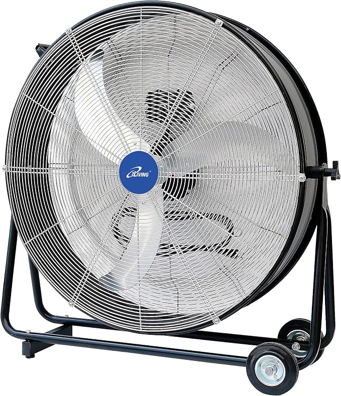 30 Inches High Velocity Drum Fan Industrial, Commercial, Air Circulator for Garage, Shop, Patio, Barn, Greenhouse, Speed