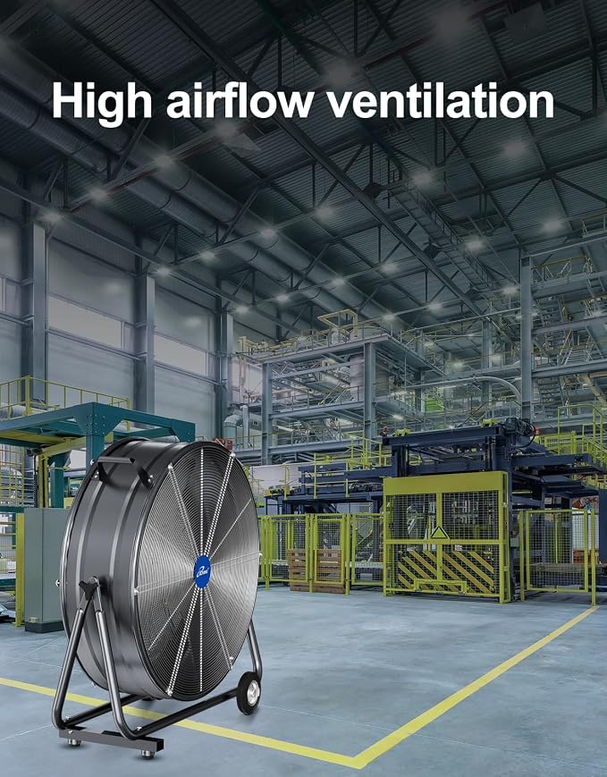 30 Inches High Velocity Drum Fan Industrial, Commercial, Air Circulator for Garage, Shop, Patio, Barn, Greenhouse, Speed