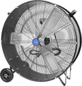30" Industrial Drum Fan, 10500 CFM High-Velocity, 2-Speed, 1/4 HP Powerful Motor, 5 IN Wheels Barn Fan, for Workshop Factory