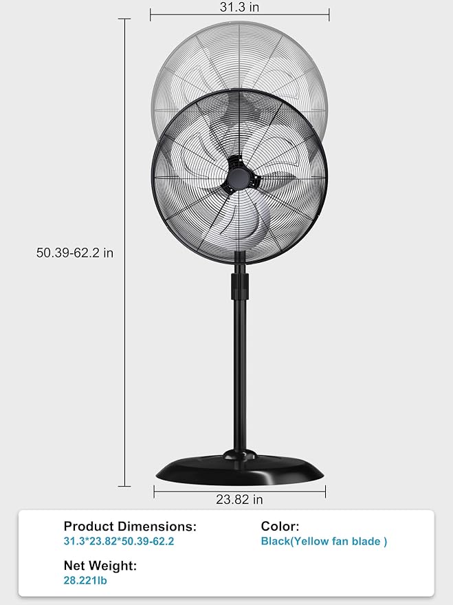 30” Outdoor Oscillating Pedestal With Energy-Saving Motor,9600 CFM High-Velocity Industrial Stand Fan, alternate product view