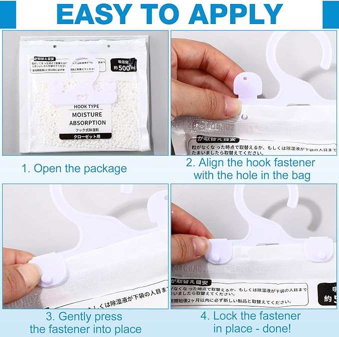 30 Pack 500 ml Moisture Absorber Hanging Closet Dehumidifier Bags Unscented Hanging Humidity Absorber Desiccant Moisture