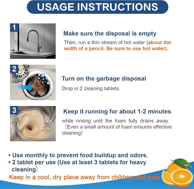 30 Pack Garbage Disposal Cleaner Tablets, Deodorizer, Foaming Sink Cleaner, Fresh Citrus Foaming Tablets for Garbage