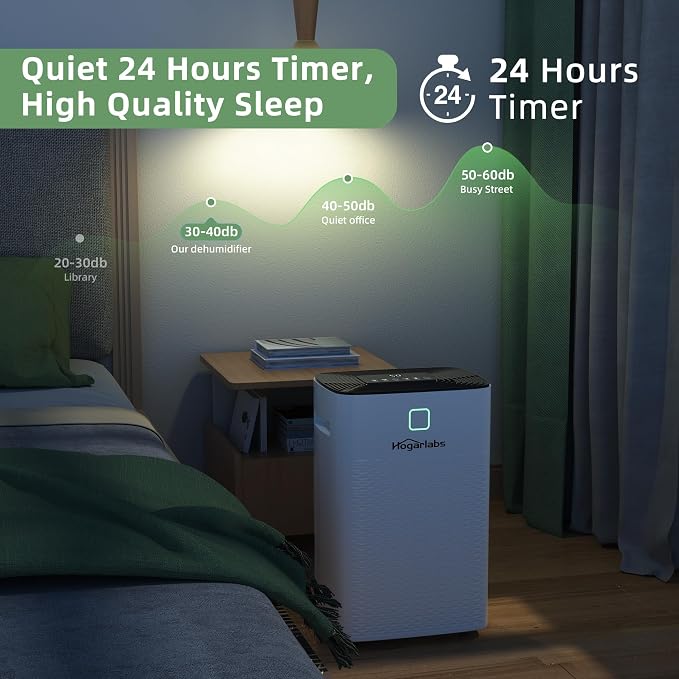 30 Pint Dehumidifiers for Home and Basements, with 3 Working Modes, Overflow Protection, and Auto Shut off Restart.