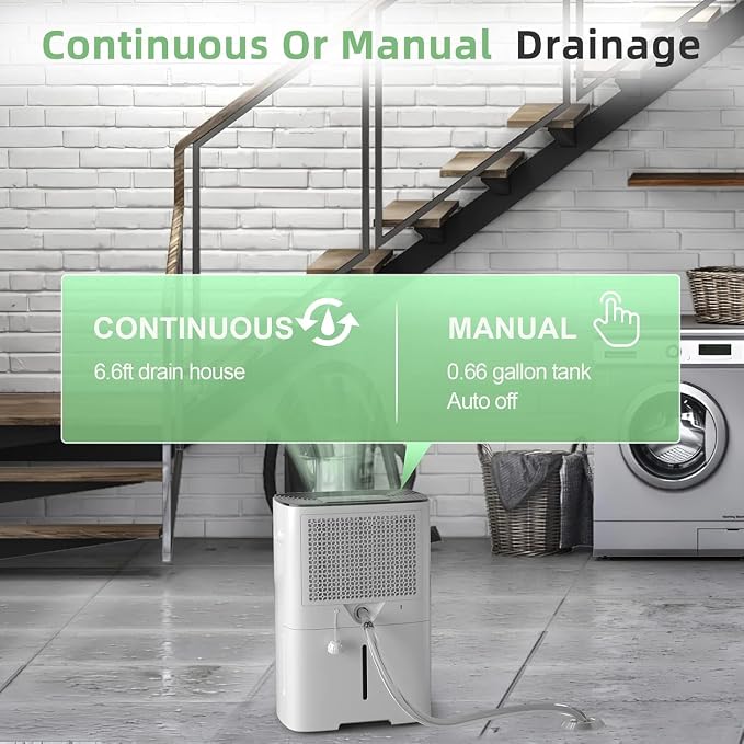 30 Pint Dehumidifiers for Home and Basements, with 3 Working Modes, Overflow Protection, and Auto Shut off Restart.