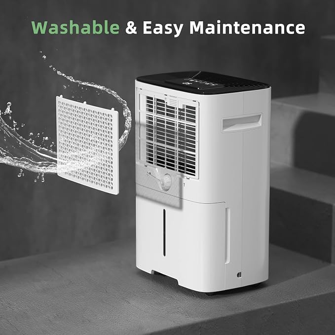 30 Pint Dehumidifiers for Home and Basements, with 3 Working Modes, Overflow Protection, and Auto Shut off Restart.