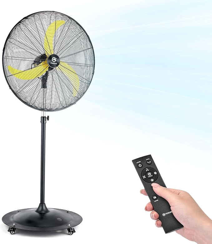 30" Quiet Industrial Oscillating Pedestal Fan-Brushless DC Motor,8800 CFM Heavy Duty Fan with Remote,Energy Efficient for