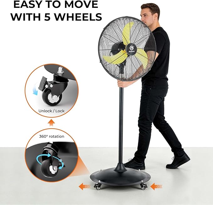 30" Quiet Industrial Oscillating Pedestal Fan-Brushless DC Motor,8800 CFM Heavy Duty Fan with Remote,Energy Efficient for