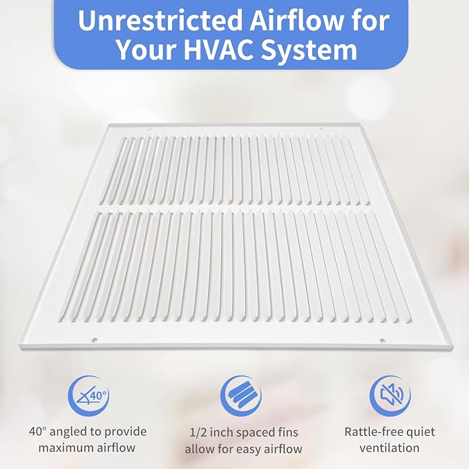 30"W x 12"H [Duct Opening Size] Steel Return Air Grille, Air Return Vent Cover for Ceiling and Sidewall - HVAC Air Vent