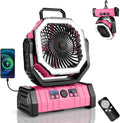 30000mAh Camping Fan with LED Lantern, Rechargeable Battery Operated Oscillating with Remote Hook, Portable Tent Fan with