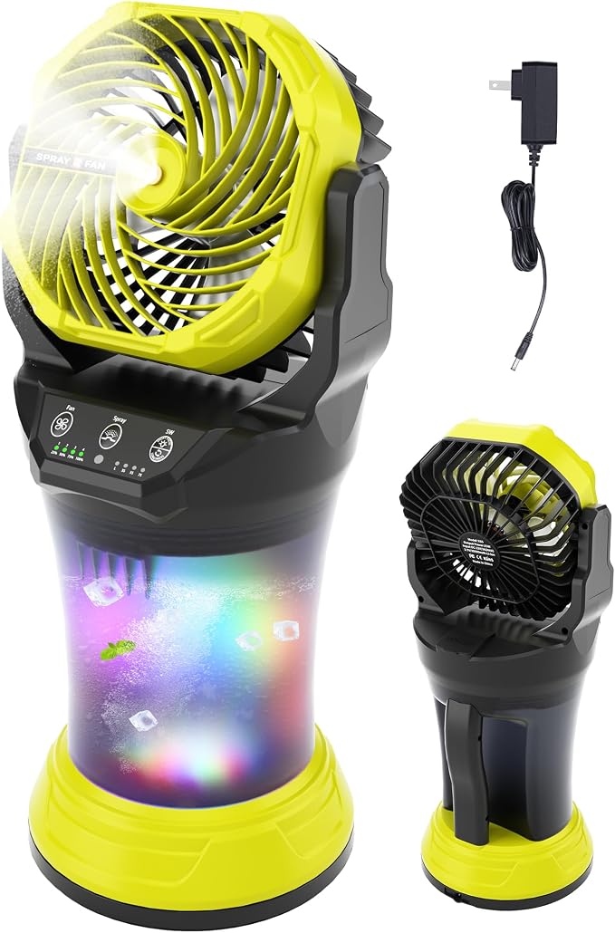 30000mAh Misting Fan Portable Battery Powered Fan with 2L Water Tank,Portable Mist Cooling Fans for Outdoor Camping Tent