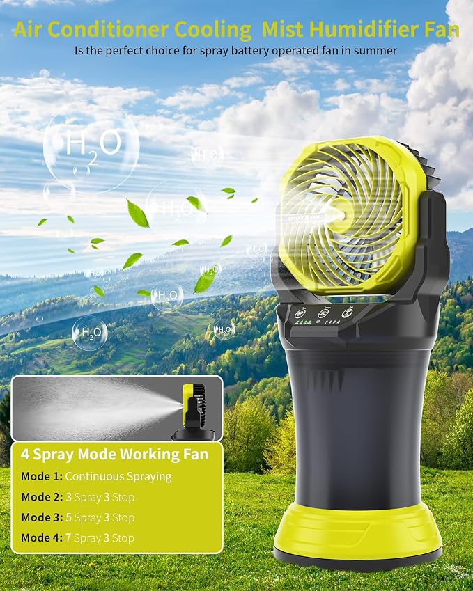 30000mAh Misting Fan Portable Battery Powered Fan with 2L Water Tank,Portable Mist Cooling Fans for Outdoor Camping Tent
