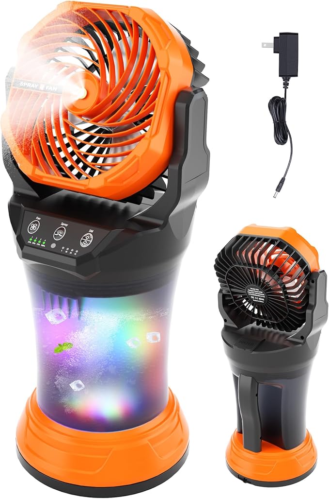 30000mAh Misting Fan Portable Battery Powered Fan with 2L Water Tank,Portable Mist Cooling Fans for Outdoor Camping Tent