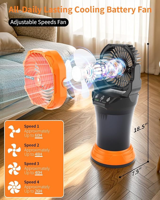 30000mAh Misting Fan Portable Battery Powered Fan with 2L Water Tank,Portable Mist Cooling Fans for Outdoor Camping Tent