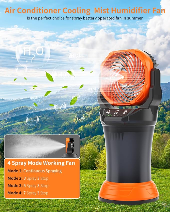 30000mAh Misting Fan Portable Battery Powered Fan with 2L Water Tank,Portable Mist Cooling Fans for Outdoor Camping Tent