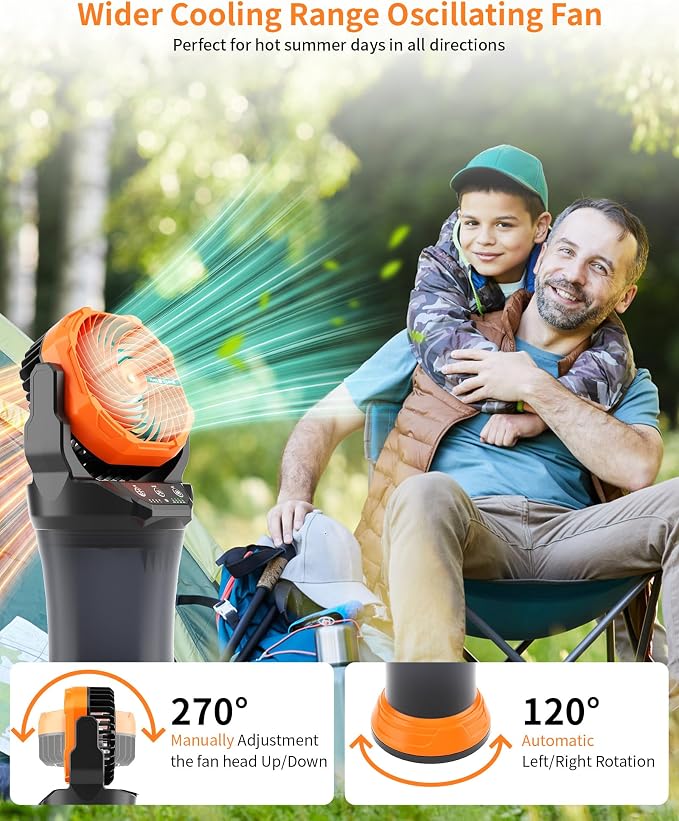 30000mAh Misting Fan Portable Battery Powered Fan with 2L Water Tank,Portable Mist Cooling Fans for Outdoor Camping Tent