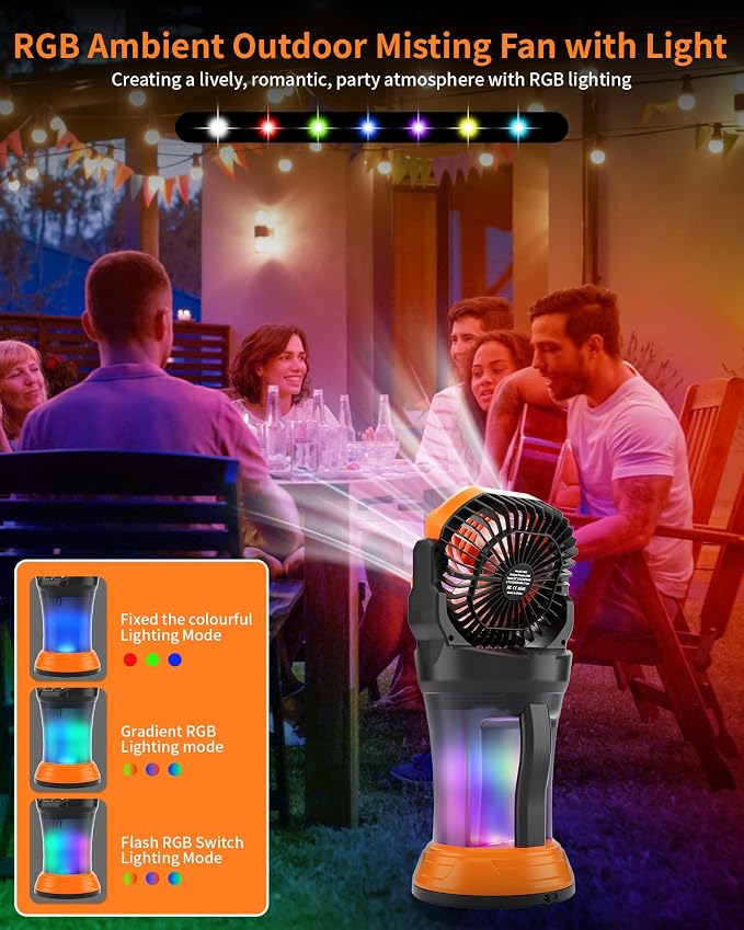30000mAh Misting Fan Portable Battery Powered Fan with 2L Water Tank,Portable Mist Cooling Fans for Outdoor Camping Tent