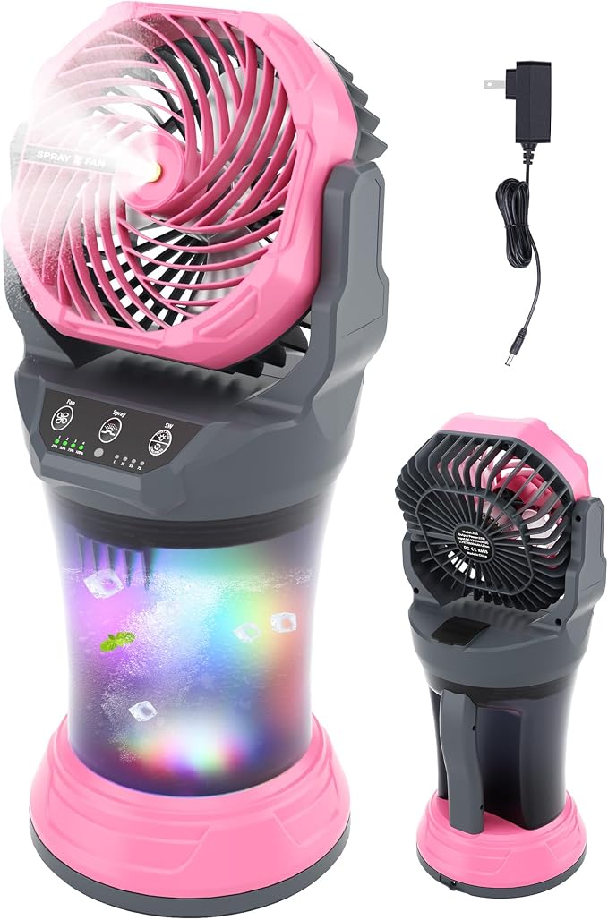 30000mAh Misting Fan Portable Battery Powered Fan with 2L Water Tank,Portable Mist Cooling Fans for Outdoor Camping