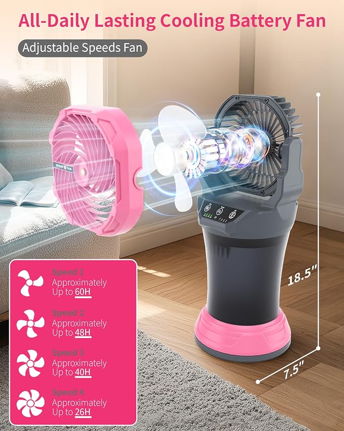 30000mAh Misting Fan Portable Battery Powered Fan with 2L Water Tank,Portable Mist Cooling Fans for Outdoor Camping