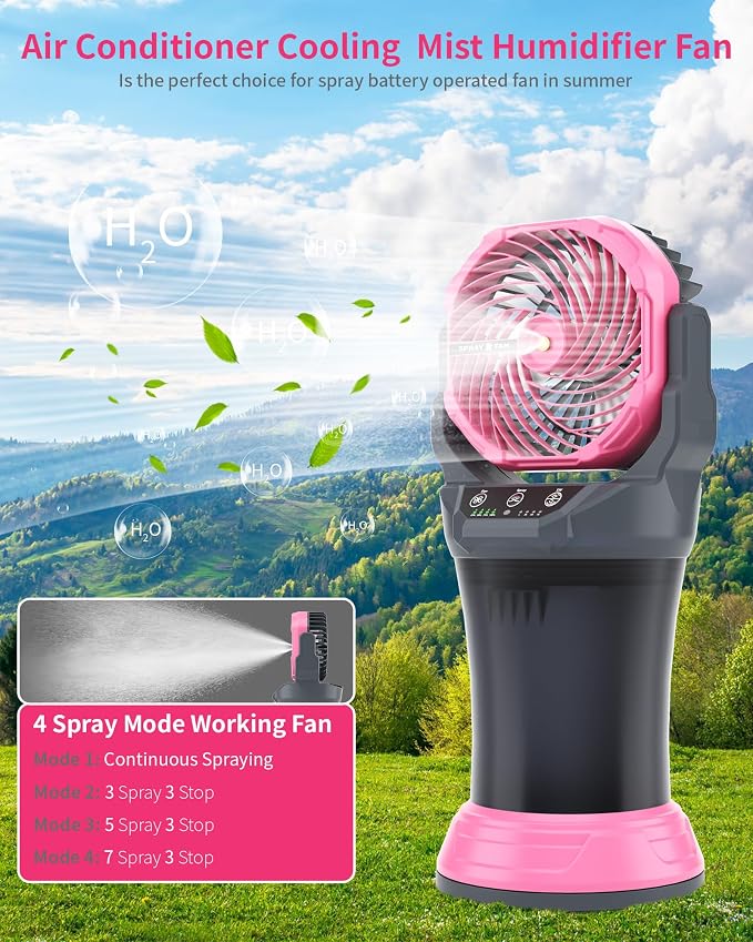 30000mAh Misting Fan Portable Battery Powered Fan with 2L Water Tank,Portable Mist Cooling Fans for Outdoor Camping