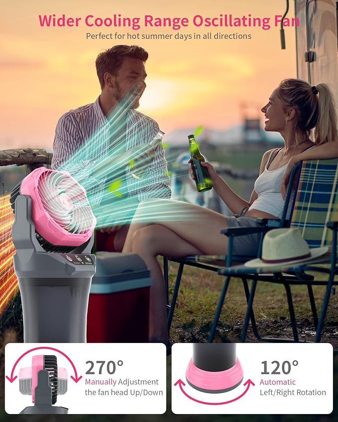 30000mAh Misting Fan Portable Battery Powered Fan with 2L Water Tank,Portable Mist Cooling Fans for Outdoor Camping
