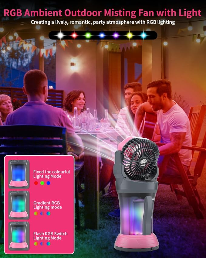 30000mAh Misting Fan Portable Battery Powered Fan with 2L Water Tank,Portable Mist Cooling Fans for Outdoor Camping