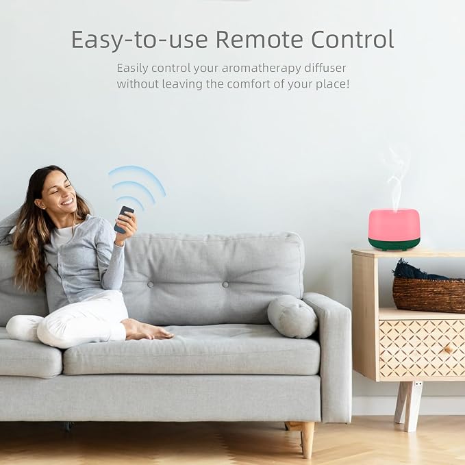 300ML Aromatherapy Diffuser for Home, Quiet Diffuser for Essential Oils with Remote Control, 7 LED Color Changing Light