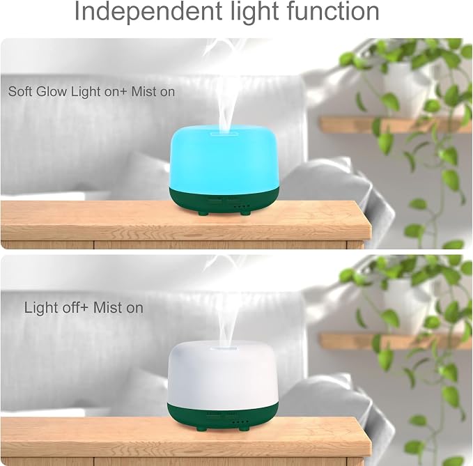 300ML Aromatherapy Diffuser for Home, Quiet Diffuser for Essential Oils with Remote Control, 7 LED Color Changing Light