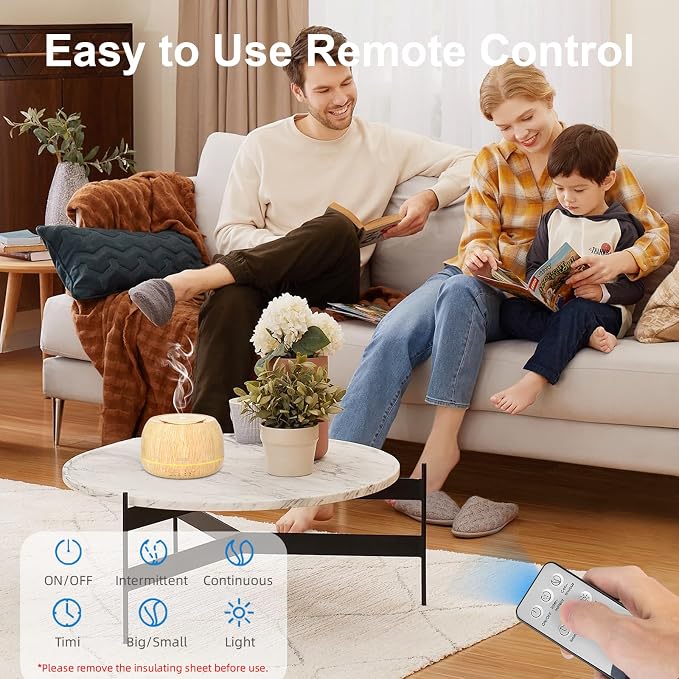 300ML Essential Oil Diffuser 8 Hours Run Time, Aromatherapy Diffuser with Remote Control,7-Color LED for Home, alternate