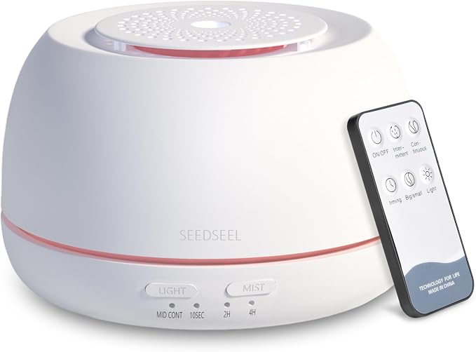 300ML Essential Oil Diffuser - 8 Hours Run Time, Aromatherapy Diffuser with Remote Control, 7-Color LED Lights for Home