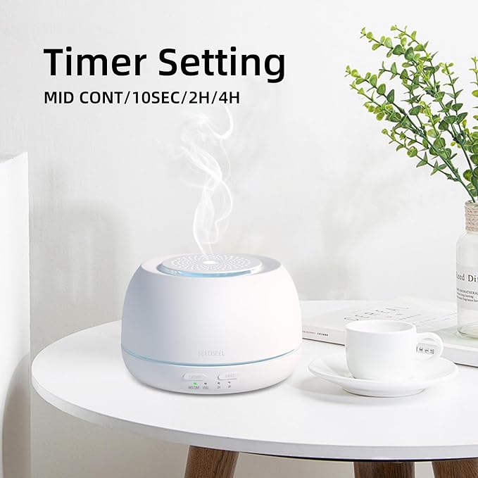 300ML Essential Oil Diffuser - 8 Hours Run Time, Aromatherapy Diffuser with Remote Control, 7-Color LED Lights for Home